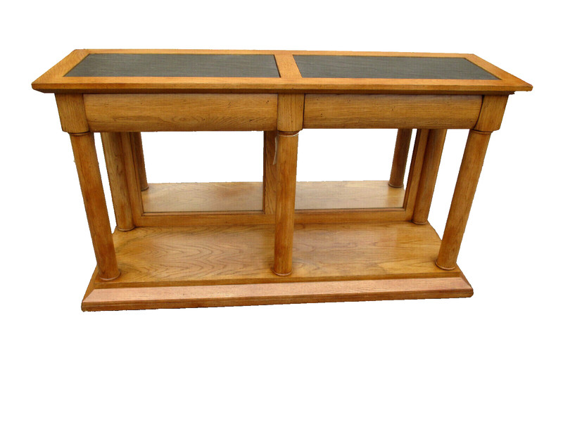59337 Oak Console Hall Table with Slate Inserts gallery