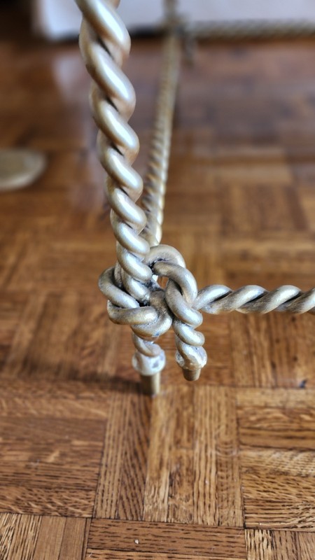 Vintage ITALIAN Mid-Century MODERN Wrought IRON ROPE Design Coffee Table gallery