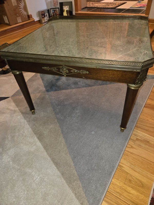 EXQUISITE French Green Marble Louis XVI Coffee Table gallery