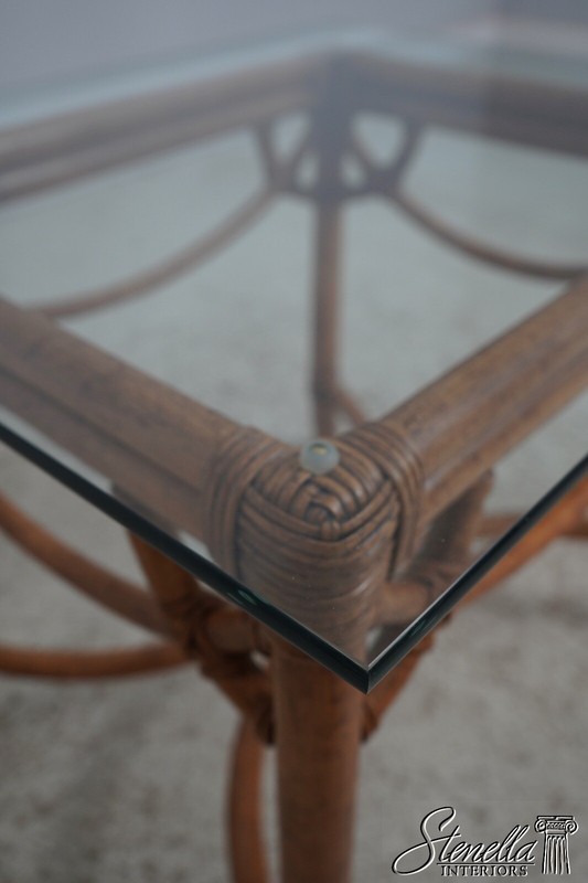 63597EC: Pair Modern Design Bamboo Base Glass Top Lamp Tables gallery
