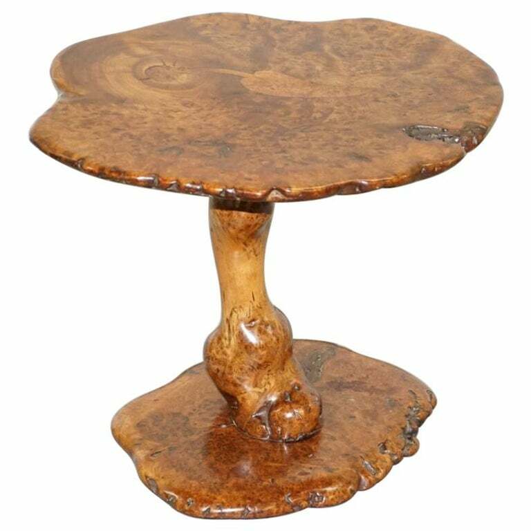 EXQUISITE SOLID BURR WALNUT HAND CRAFTED BY NATURE SIDE END LAMP WIND TABLE