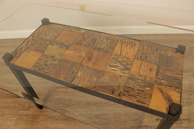 Quality Artisan Modular Driftwood, Iron Base, Glass Top Dining Table gallery