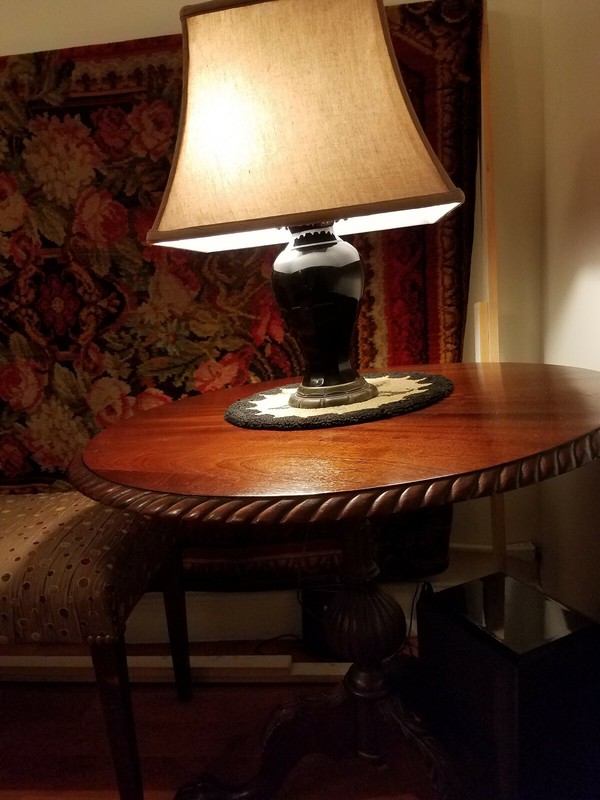 antique mahogany tilt top table Measurement when upright is 46" H × 32" W × 26D gallery