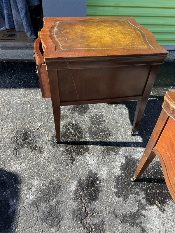 2 Antique Side Tables with Drawers On Wheels Vintage gallery