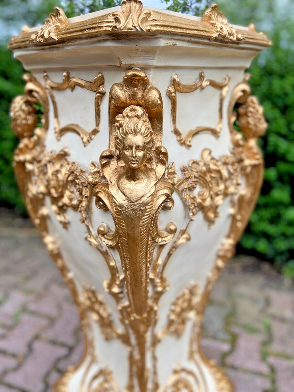 Pedestal Italian Baroque Cream Gold Display Column Vintage Decor Single Piece gallery