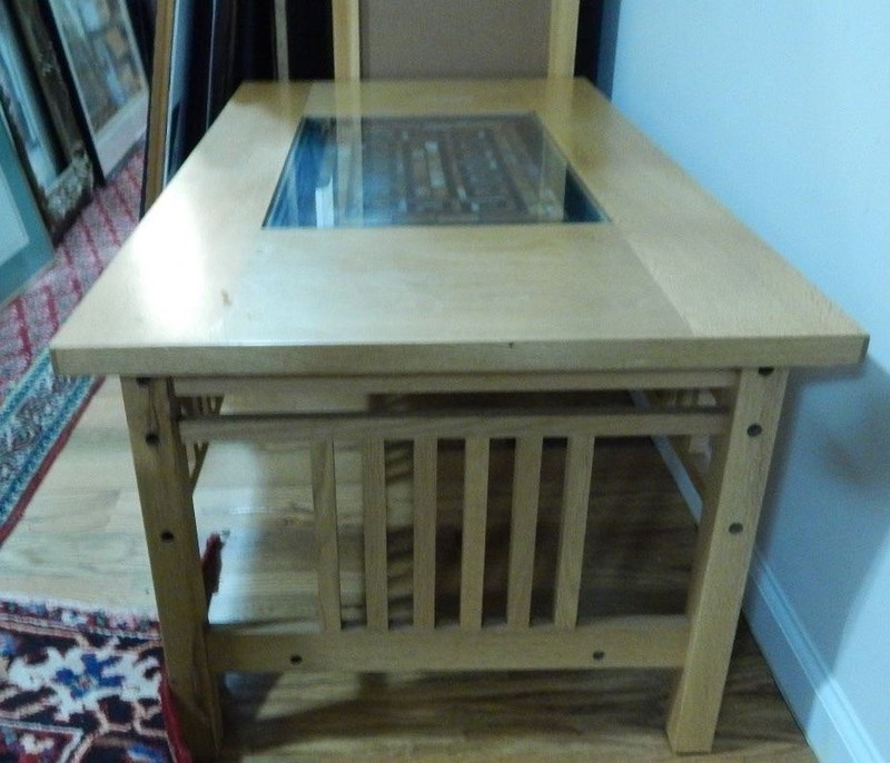 Quoizel Mission Style Oak Table Without Shelf 24" W x 18 1/2 " H x 48"Long gallery