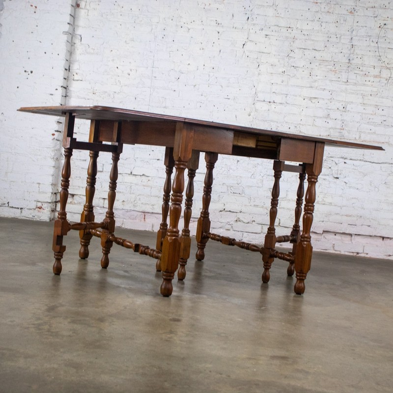 William Mary Style Dining Table Walnut Drop Leaf Expanding Gateleg by Abernathy gallery