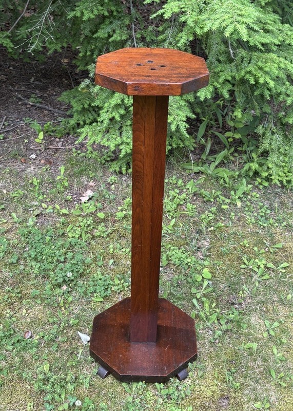 Antique Arts & Crafts Mission Quartersawn Wood Plant Stand Pedestal Octagon 33"H gallery
