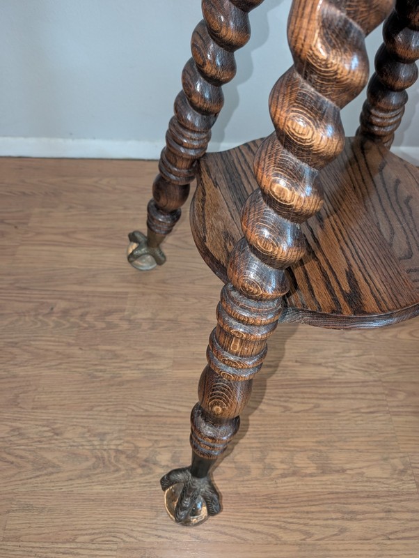 Antique Mission Oak Parlor Table w Large Glass Ball & Claw Feet Barley Twist gallery