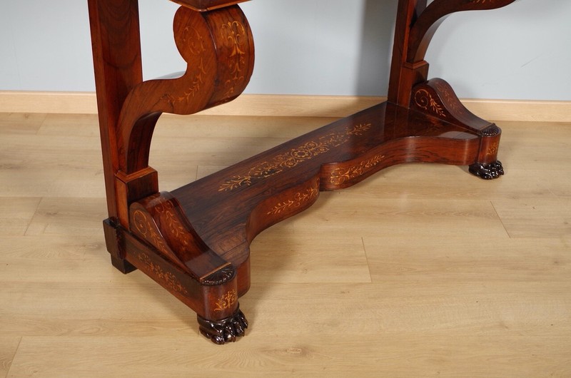 Charles X Inlaid Rosewood Console, St. Anne's Marble, circa 1825 gallery