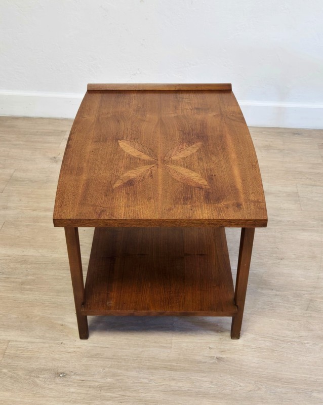 Lane MCM Surfboard End Tables- Flower Inlay Rosewood Walnut PAIR or Choose-1960 gallery