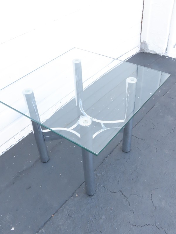Hollywood Regency Mid Century Chrome Glass Top Side End Table 6418 gallery