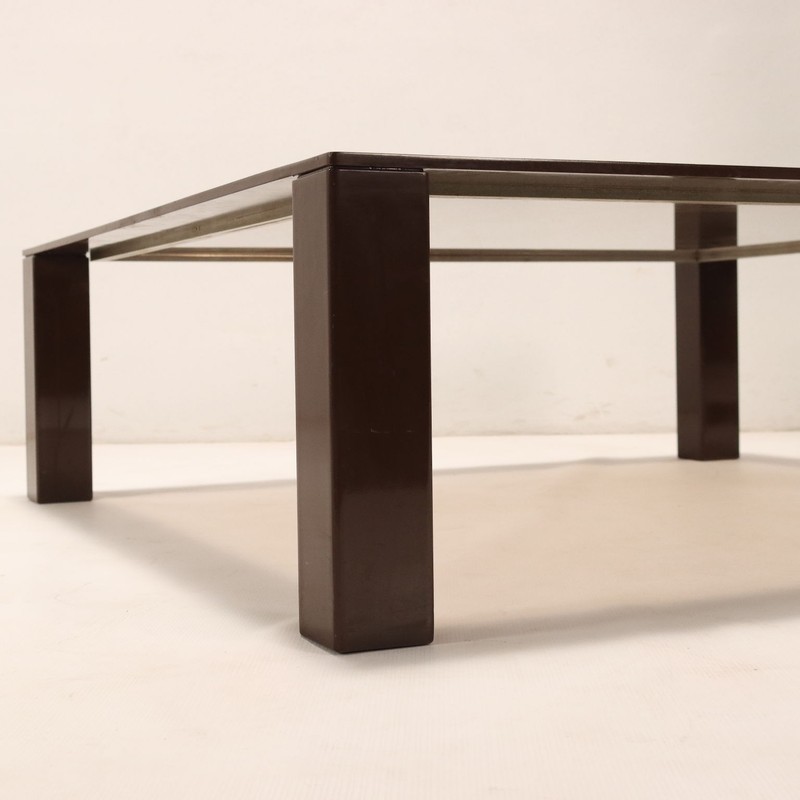 Vintage Coffee Table 1970s-80s Enamelled Metal Smoked Glass gallery