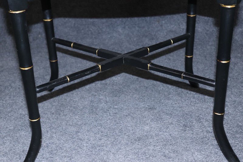 Ebonized Faux Bamboo English Chinoiserie Mother of Pearl Coffee Table gallery