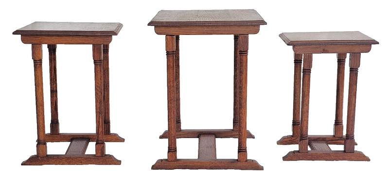 Vintage 1950s American Oak Nesting Tables Set of 3 – Solid Wood Side Tables gallery