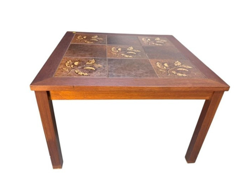 Pair VTG Danish Teak Tile Top Side 2 Tables Denmark MCM 29x29 inches Square gallery