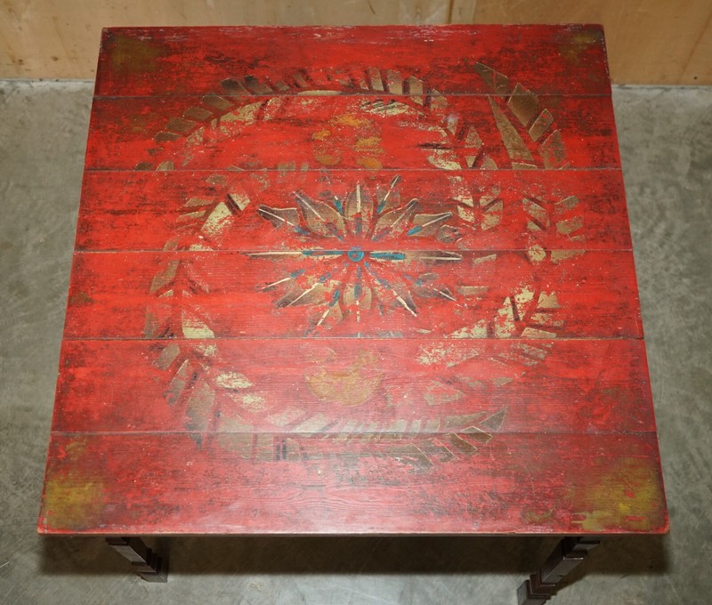 FRENCH ANTIQUE HAND PAINTED PARIS PINE VENDANGE WINE TASTING TABLE LOVELY! gallery