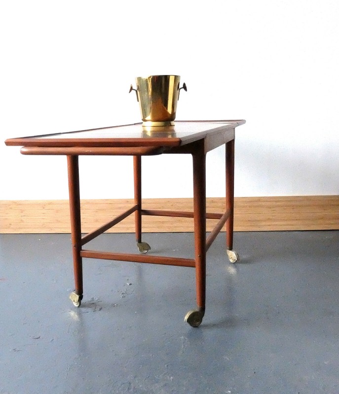 Mid Century Modern 1950s 1960s Niels O. Moller Teak Bar Cart Denmark JL Mollers gallery