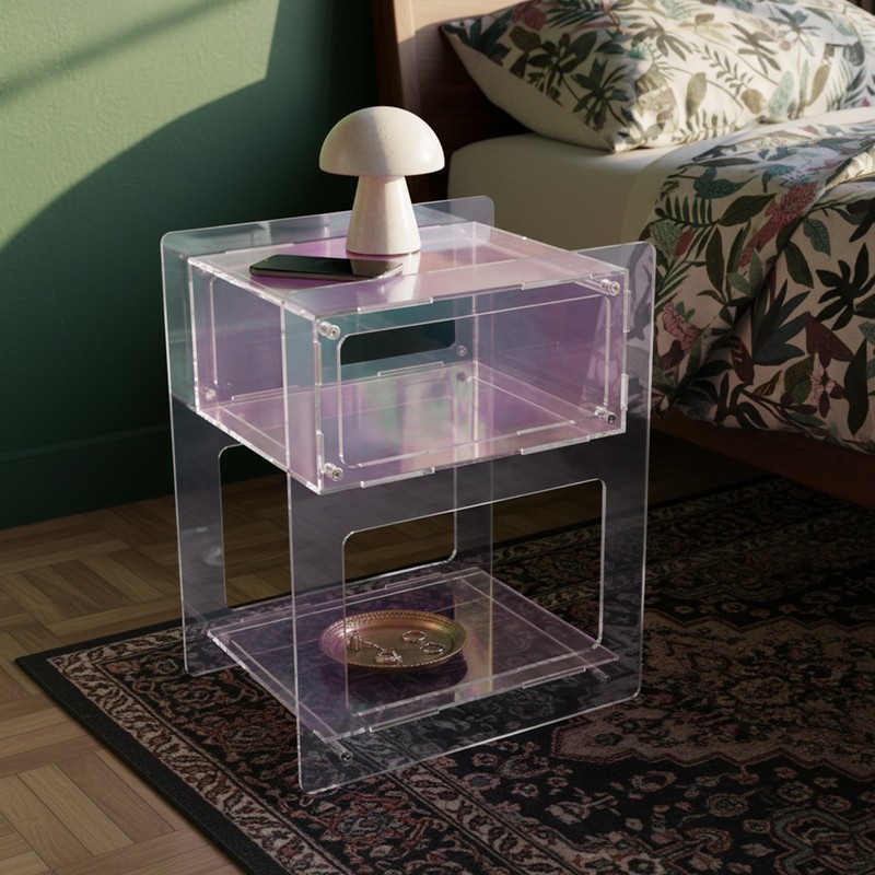Acrylic Side Table, Acrylic Nightstand for Bedroom, Side Table for Living Room gallery