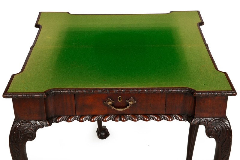 Rare English George III Antique Mahogany Card Game Table circa 1760 gallery