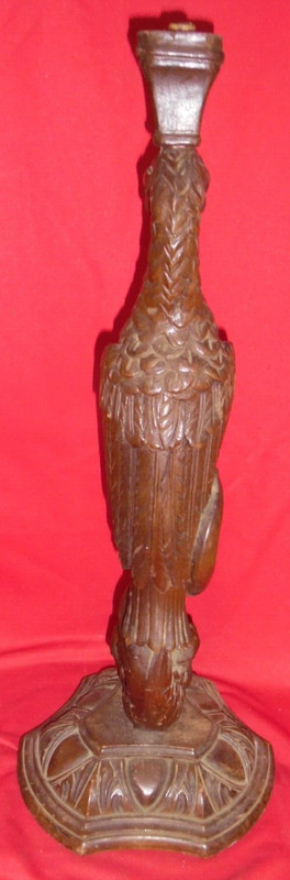 Antique Carved Wood Table / Stand Pedestal Base w/ Pelican Bird & Fish - 25" gallery