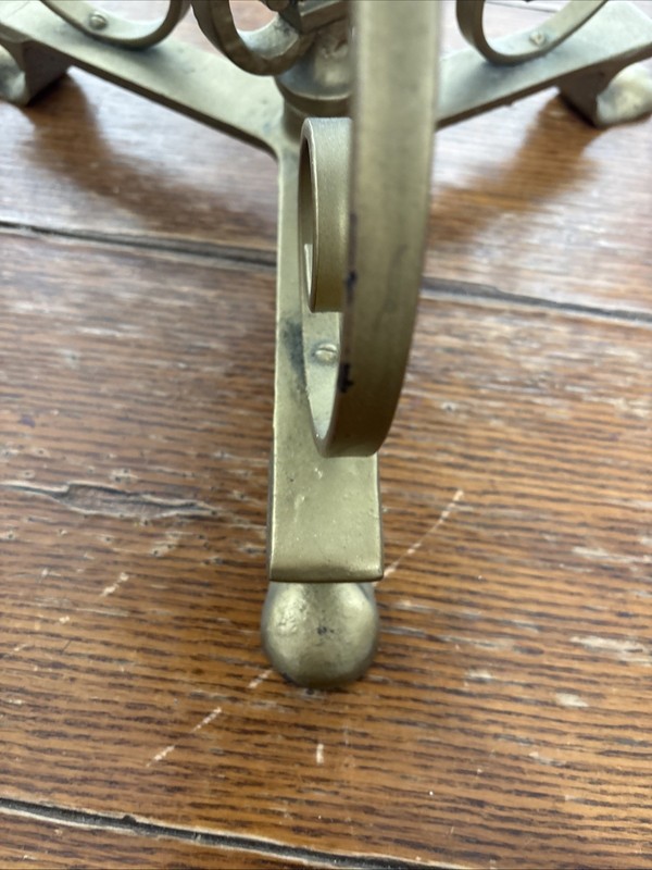Vintage Wrought Iron Gold Base/mirror Top Accent Table. 22.75”H x 16.5 Diameter gallery