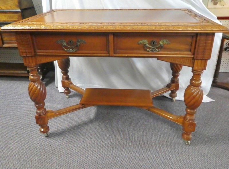 Antique Intricately Handcarved Mahogany LIBRARY TABLE Attrib to Robert Mitchell