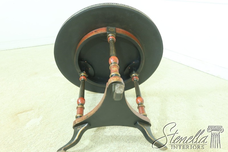 L53738: MAITLAND SMITH Leather Wrapped Decorated Center Table gallery