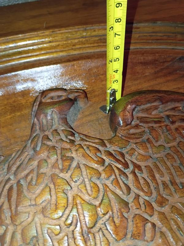 Hand Carved American Eagle End Coffee Table (Top Only) 1930s Walnut 31 3/4 Long gallery