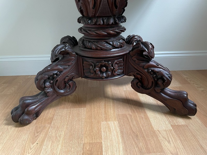 Antique Mahogany Entryway Console – Dutch Extendable Table, c.1880 gallery