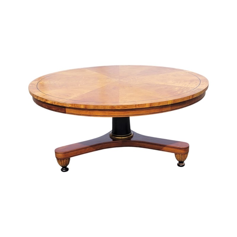 Charak Furniture Satinwood Sunburst Round Coffee Table Vintage Maple Base