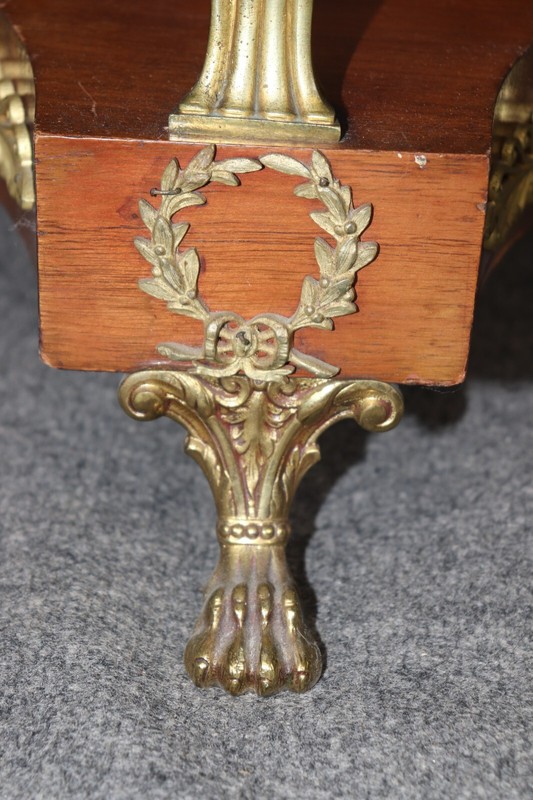 Fine Bronze Carytid Figural Mounted French Empire Verdi Marble Pedestal Stand gallery
