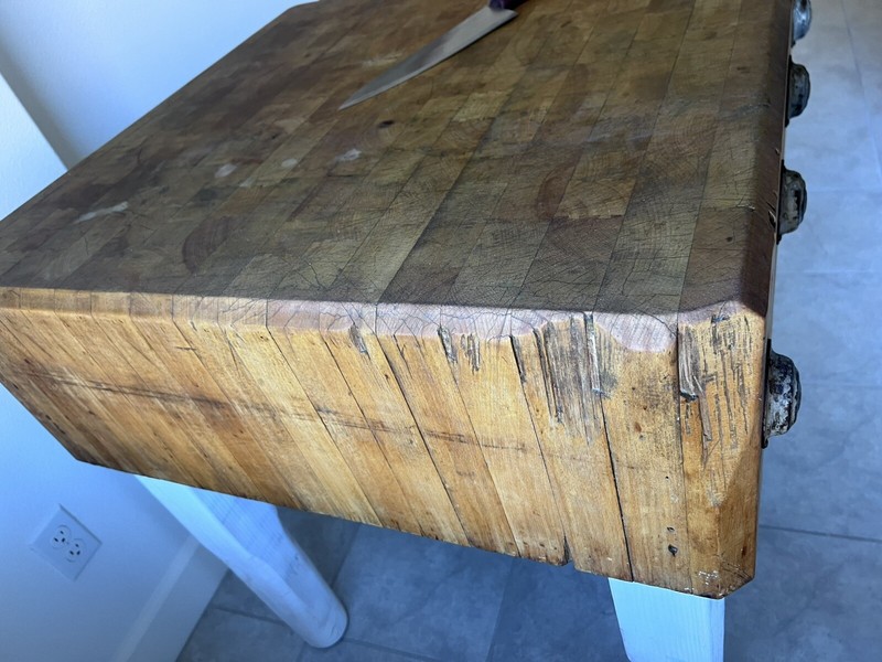 Vintage/Antique Butcher Block Solid Wood Table, 2 Sets Legs - MUST SEE gallery