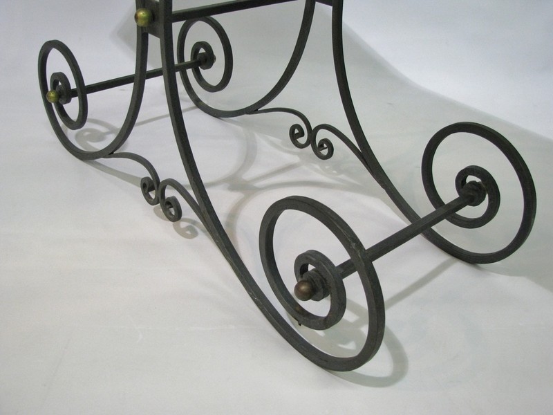Maitland Smith Iron Baker's Table With Tesselated Stone Top; Nr. Mint to Mint gallery