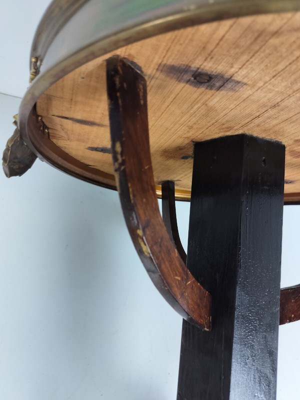 Beautiful Tripod Small Side Occasional Table Pedestal Wood brass trims vintage gallery