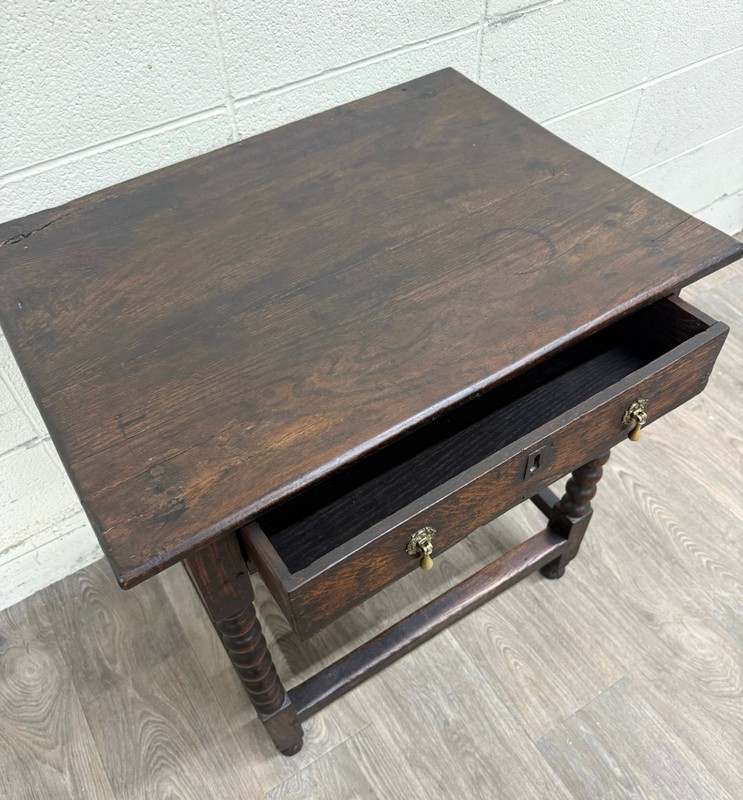 Antique English William and Mary Style Bobbin Oak Side Table Lowboy Table gallery