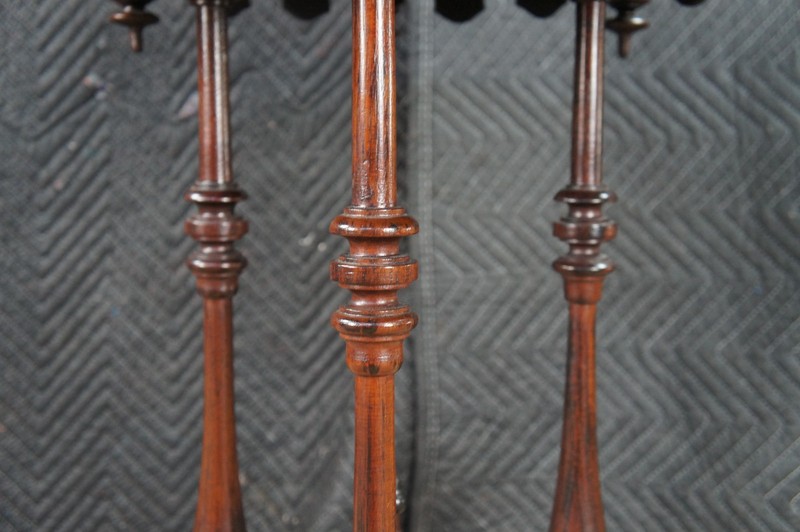 Antique Walnut Gothic Revival Scalloped Parlor Pedestal Center Table Stand gallery