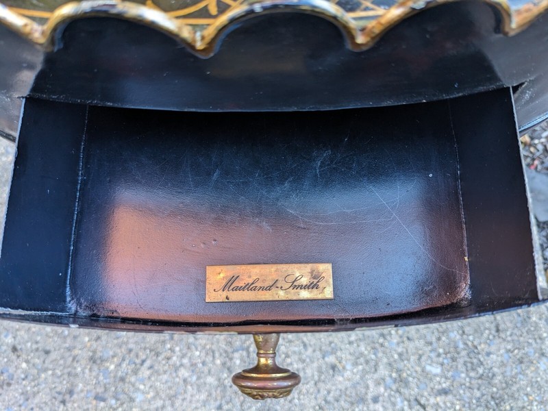 Maitland Smith Table English Regency Metal Black Painted Two Tier Vintage Rare!! gallery