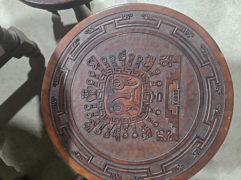 Antique Peruvian Coffee Table And 4 Stools gallery