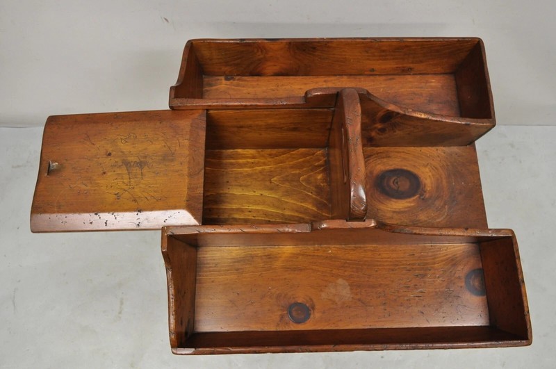 Vintage Pine Wood Primitive French Country Cobblers Work Stand Side Table gallery