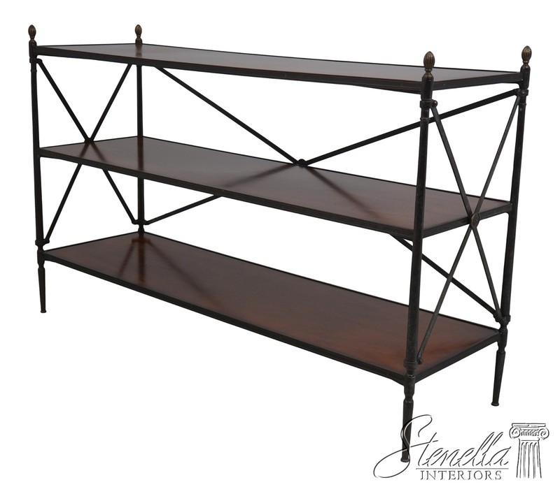 69282: Vintage 3 – Tier Wood & Metal Bookcase Console