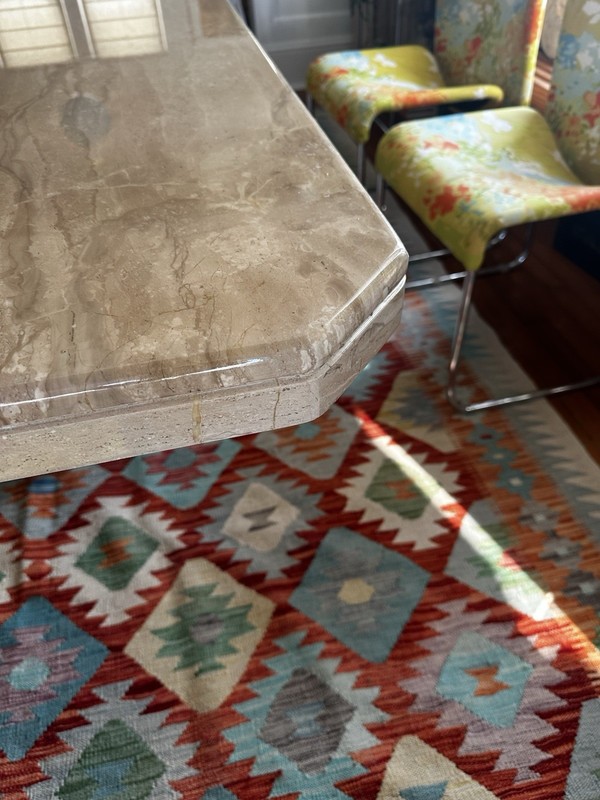 1970s Italian Postmodern Travertine Marble Dining Table Rectangular gallery