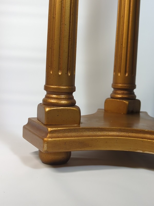 Hollywood Regency Marble Side Table Elegant Columns Mid Century Modern Vtg 20" gallery
