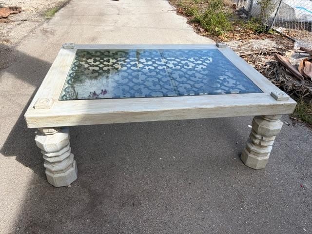 Large Hand Painted Primative Coffee Table Iron Insert.