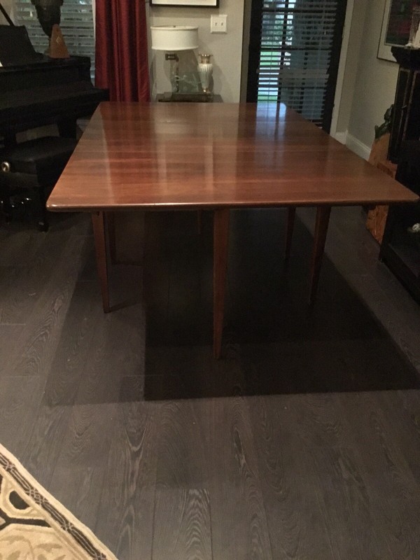 AUTHENTIC MCM KINDEL GRAND RAPIDS WALNUT DINNING FOLD DOWN TABLE / GATE LEGS gallery