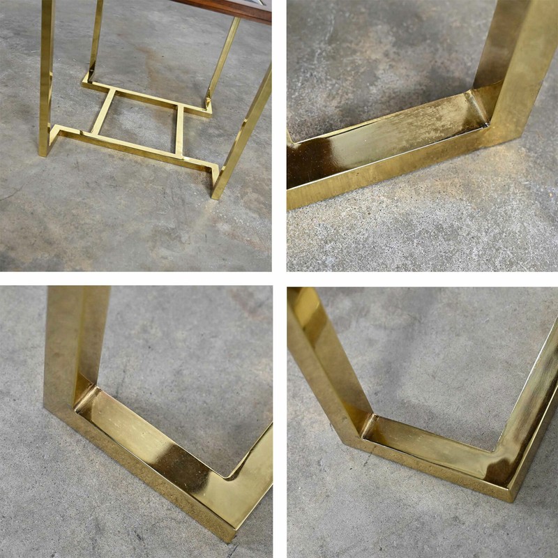 Brass Plated Wood & Glass End Table by Thomasville Furn Style Milo Baughman gallery
