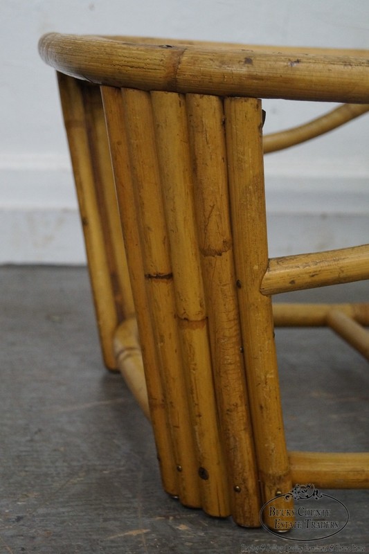 Mid Century Rattan Glass Top Coffee Table gallery