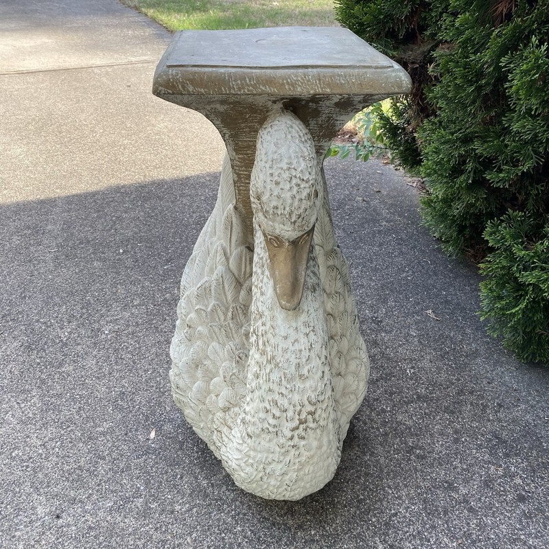 Vintage Hollywood Regency Style Plaster Swan Garden Stool/ Table/Decor w/gold gallery