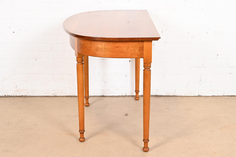 Stickley American Colonial Carved Cherry Wood Demilune Console Table gallery