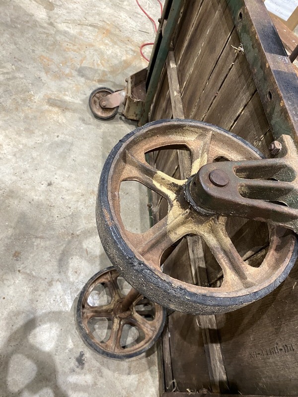 Vintage Warehouse Cart Railroad Factory Industrial Antique Wood Top Oak gallery